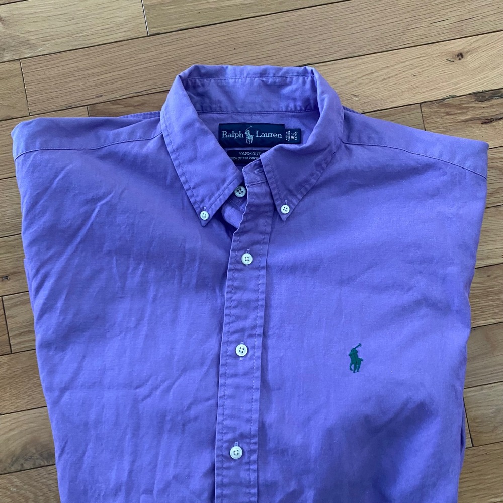Ralph Lauren Yarmouth Purple Pinpoint‎ Oxford Shirt Mens 16.5 32/33 Long Sleeve